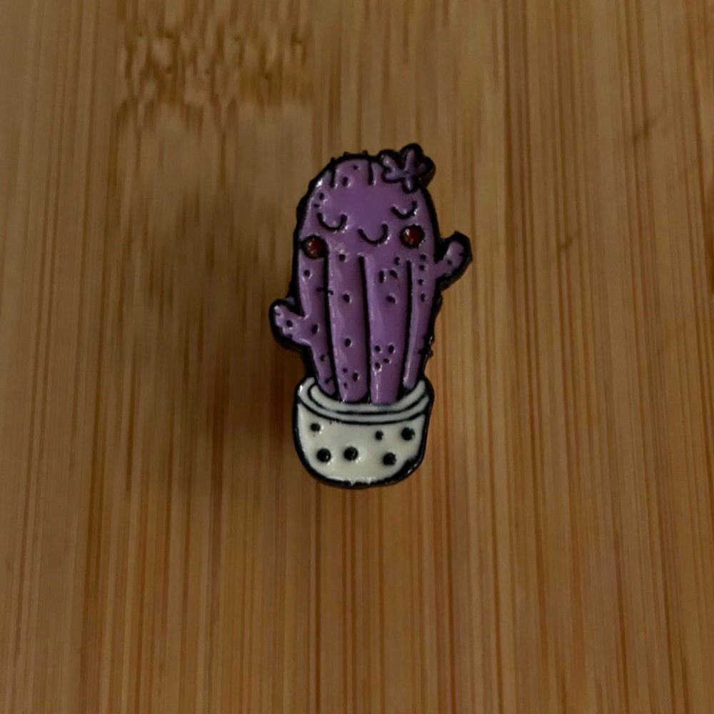 Purple Cactus Enamel Pin NWOT